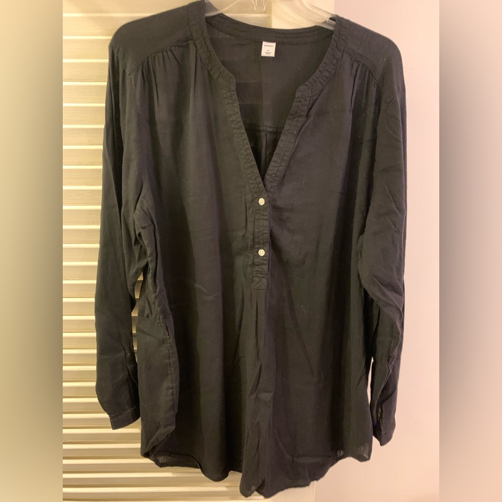 Old Navy Black Blouse Top Tunic, XL
